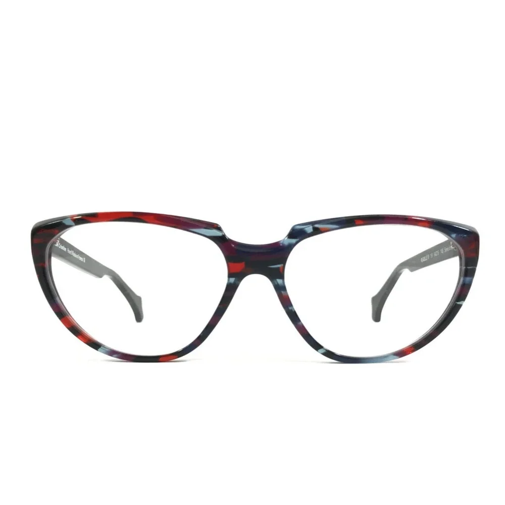 PLM Creation Eyeglasses Frames RE-BELLE VI 151 Black Blue Red Speckled 54-15-145